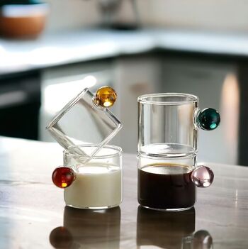 Tasses en verre expresso de 110 ml | Tasse à café à poignée boule 1