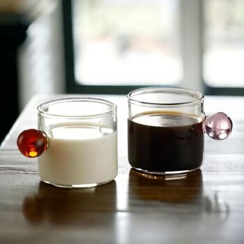 Tasses en verre expresso de 110 ml | Tasse à café à poignée boule 2