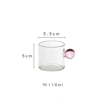 Tasses en verre expresso de 110 ml | Tasse à café à poignée boule 3