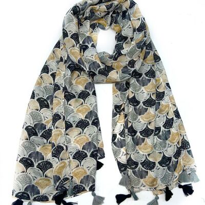 LN-13 Printed scarf with pompom