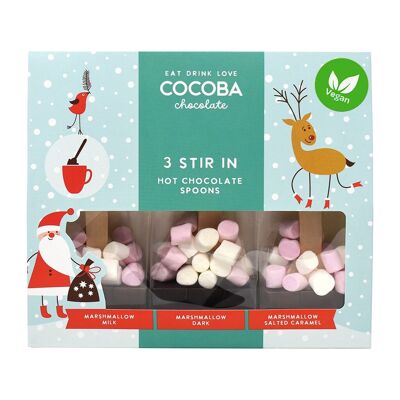 Set regalo vegano di 3 cucchiai per marshmallow al cioccolato caldo