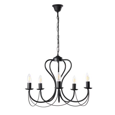 5-light black candle chandelier