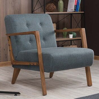 Fauteuil BUCKINGHAM Bleu - Marron 67x76x78cm 2