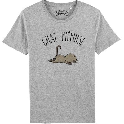 CAMISETA HOMBRE GRIS CHINO EL GATO ME AGOTÓ
