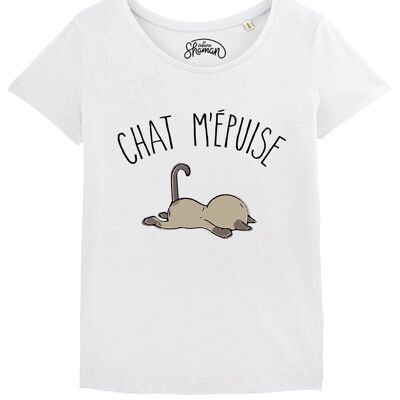 WEISSES T-SHIRT FÜR FRAUEN KATZE ERSCHÖPFTE MICH