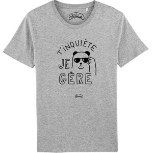 TSHIRT GRIS CHINE HOMME T'INQUIETE JE GERE