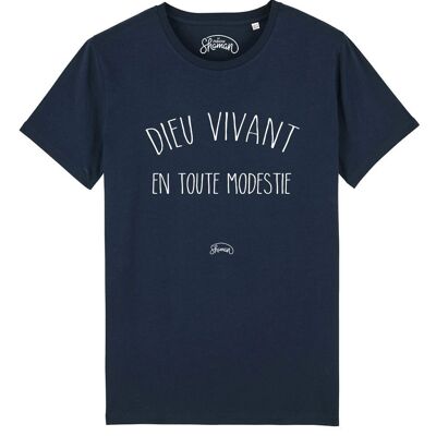 TSHIRT NAVY HOMME DIEU VIVANT EN TOUTE MODESTIE