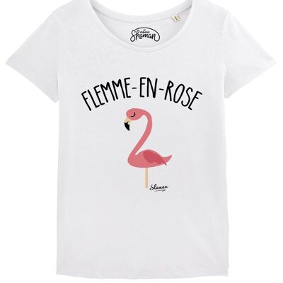 TSHIRT BLANC FEMME FLEMME EN ROSE