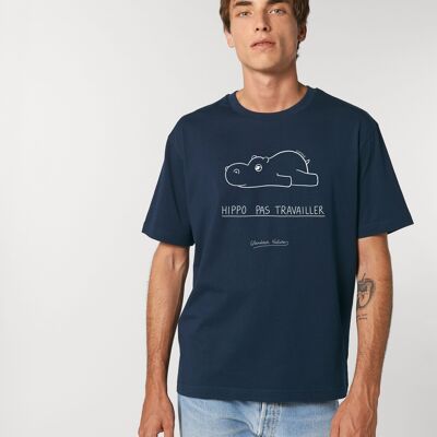 MARINEBLAUES T-Shirt FÜR HERREN, HIPPO FUNKTIONIERT NICHT