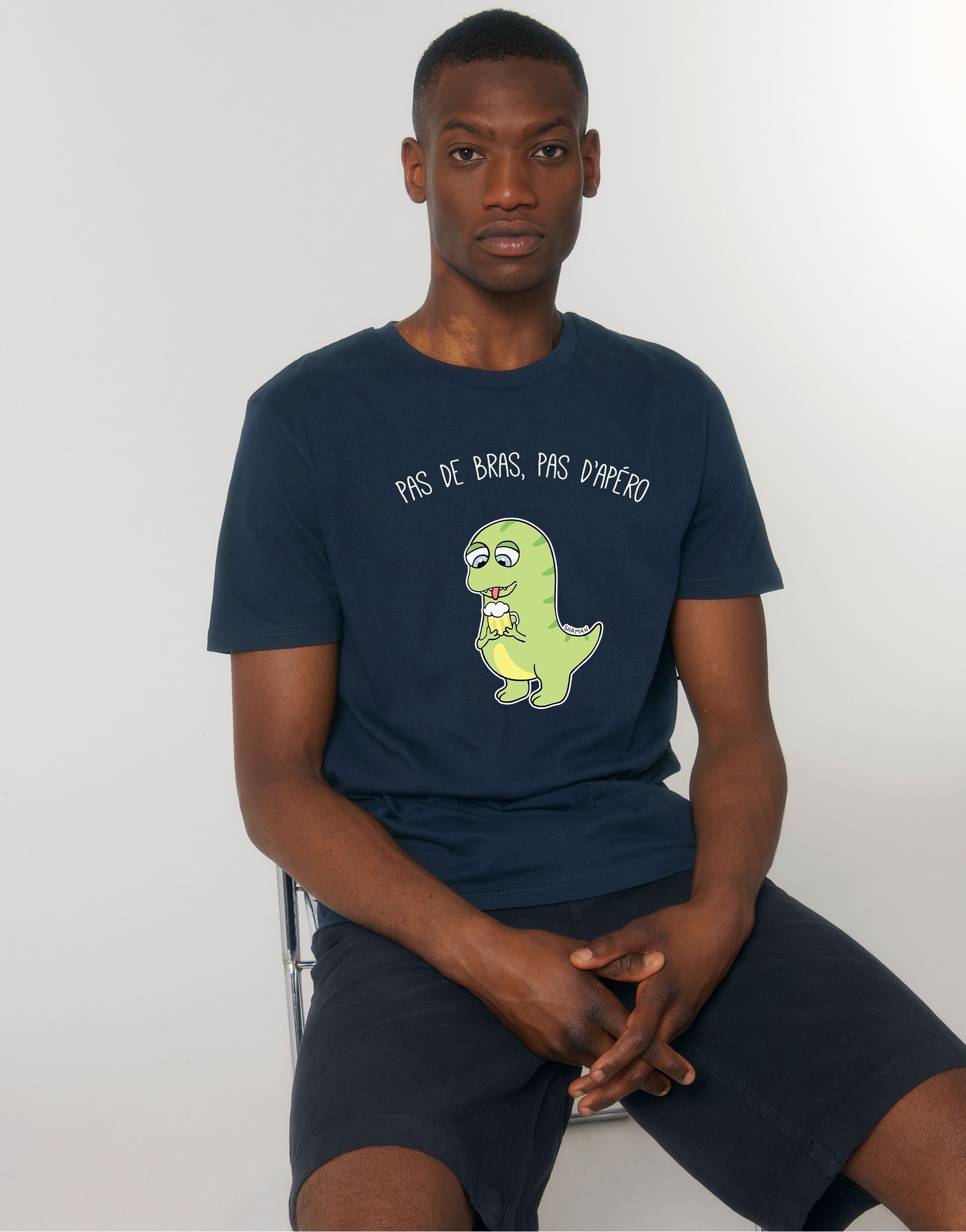 MARINEBLAUES HERREN-T-SHIRT „NO ARMS NO APERO“.