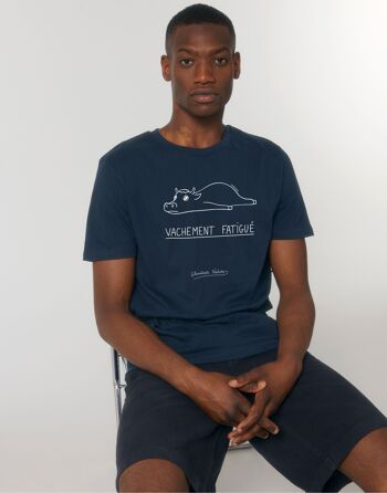 TSHIRT NAVY HOMME VACHEMENT FATIGUE