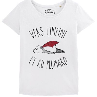 WOMEN'S WHITE TSHIRT TOWARDS INFINITY AND PLUMARD