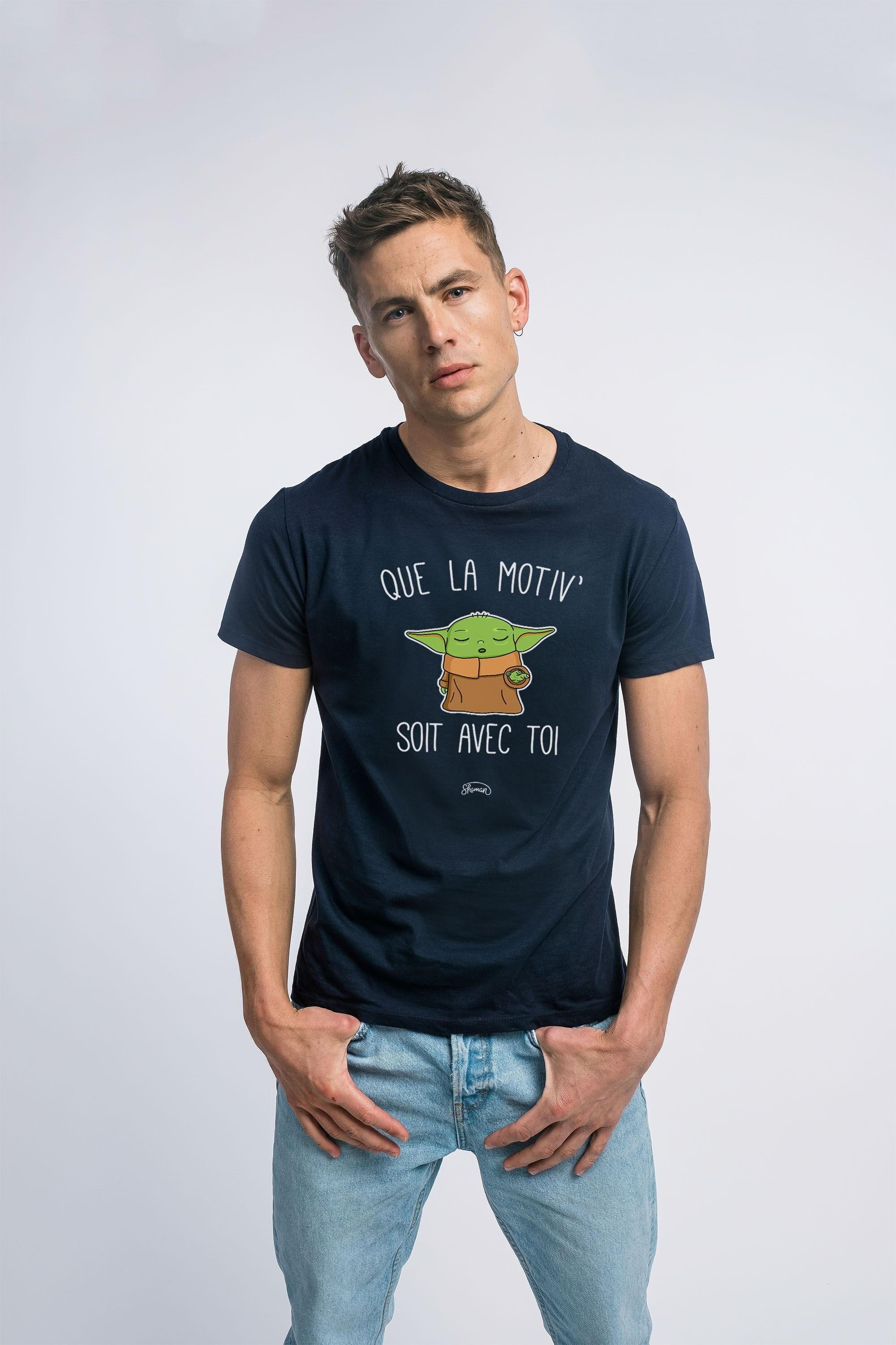 MARINEBLAUES T-SHIRT FÜR HERREN MÖGE DAS MOTIV MIT DIR SEIN