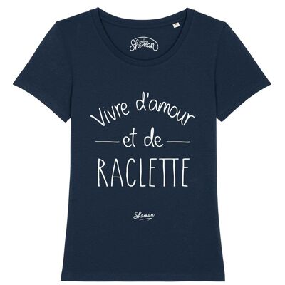 NAVY WOMEN’S TSHIRT LIVING ON LOVE AND RACLEETTE