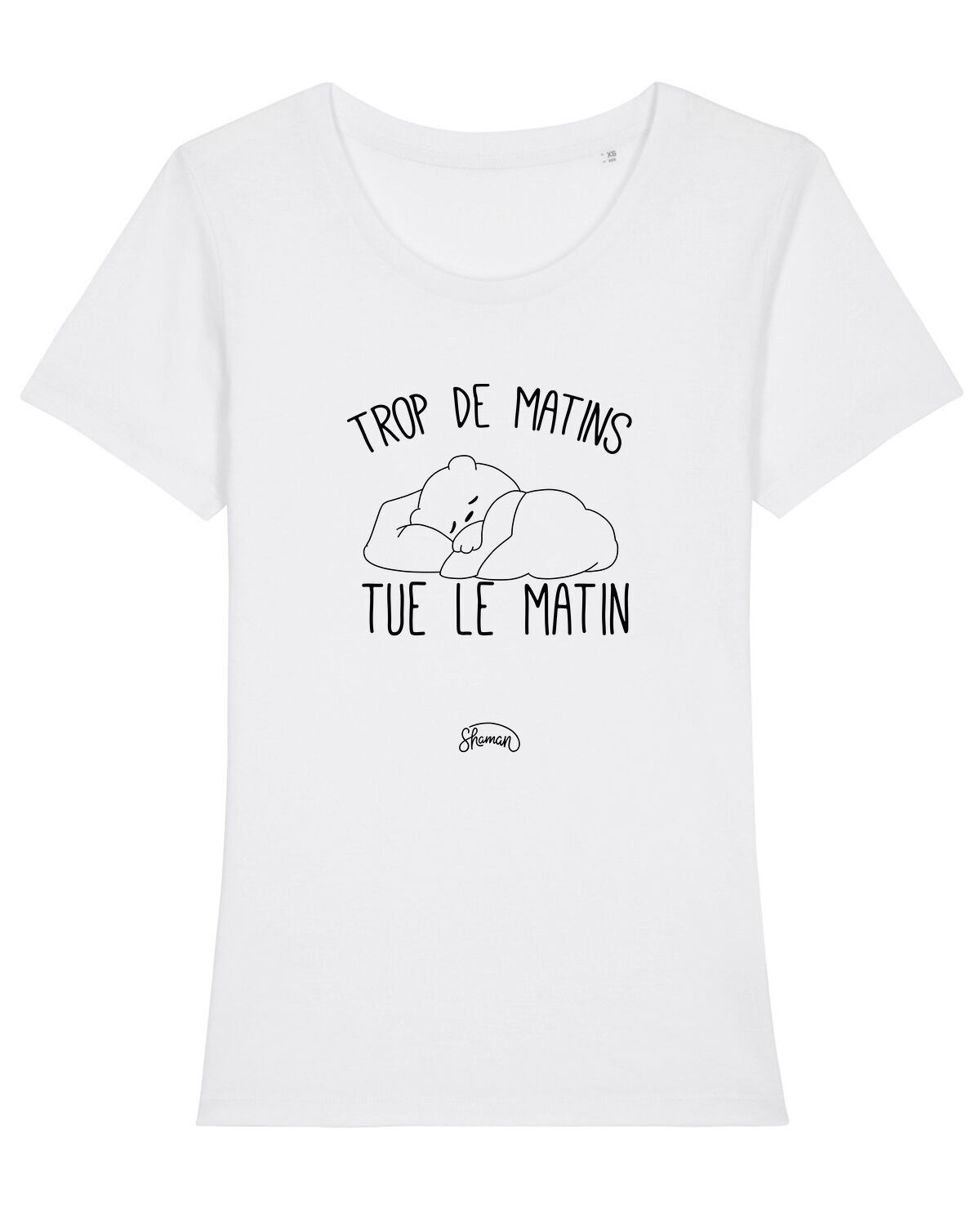 T-SHIRT BIANCA DA DONNA TROPPE MATTINE UCCIDONO LA MATTINA