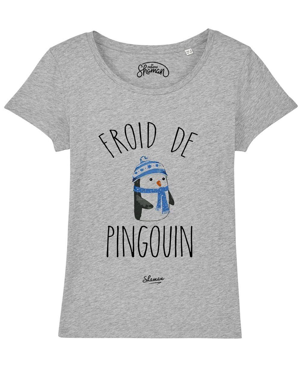 PINGUIN COLD CHINA-GRAUES T-SHIRT FÜR DAMEN