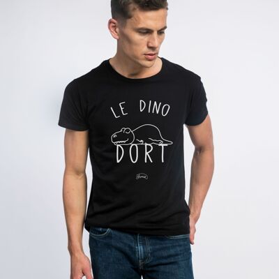SCHWARZES HERREN-T-Shirt DER DINO SCHLAFT