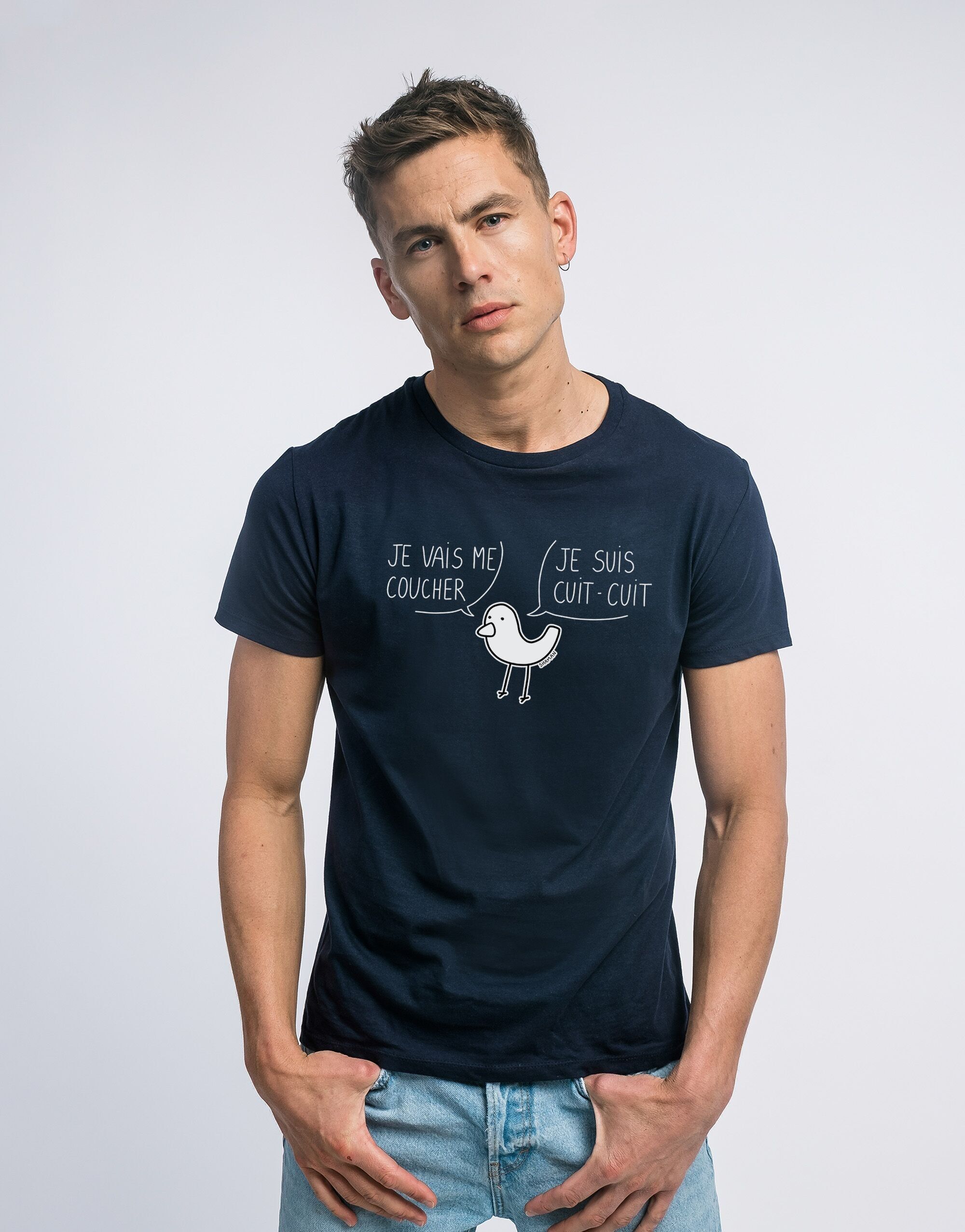 MARINEBLAUES T-SHIRT FÜR MÄNNER „Ich gehe ins Bett, ich bin fertig.“