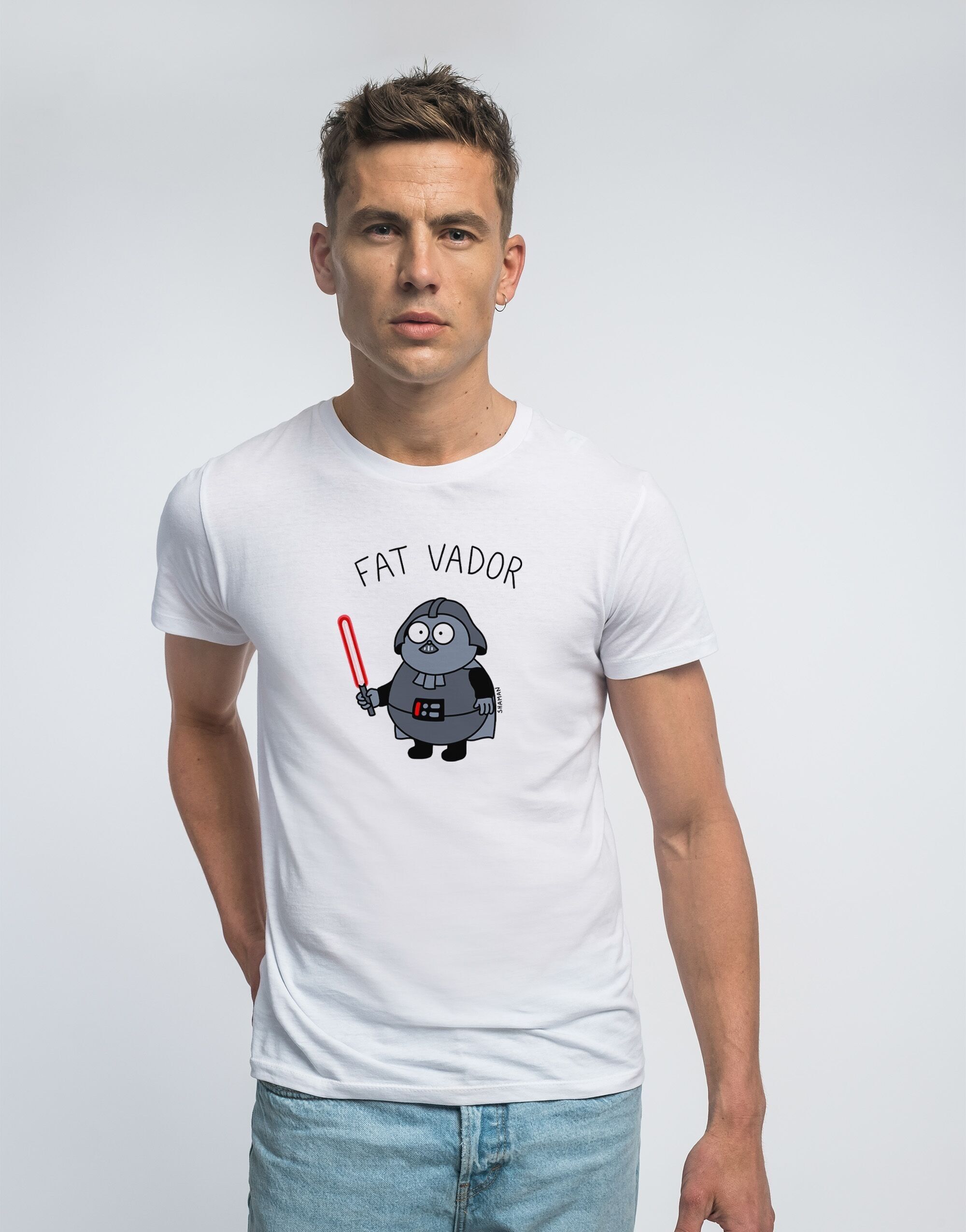 WEISSES HERREN-T-Shirt FAT VADER