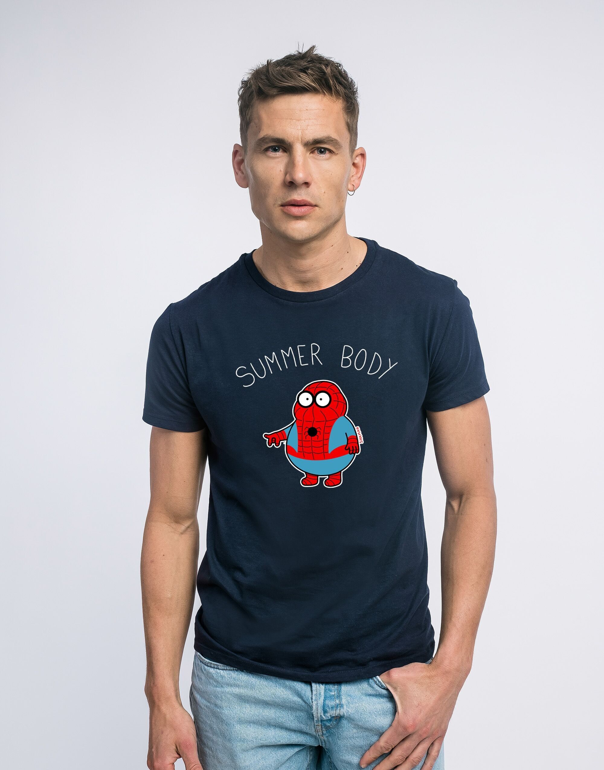 MARINEBLAUES SOMMER-KÖRPER-SPIDERMAN-T-Shirt für Herren