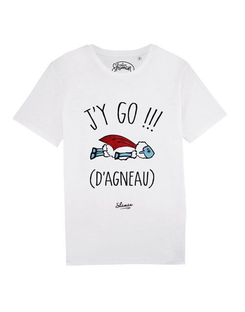 TSHIRT BLANC HOMME J'Y GO D'AGNEAU