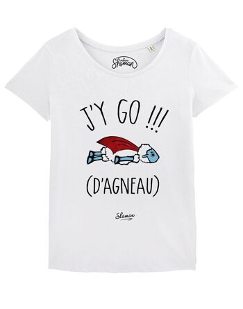 TSHIRT BLANC FEMME J'Y GO D'AGNEAU