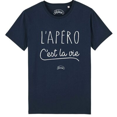 MARINEBLAUES HERREN-T-Shirt „APERO IS LIFE“.