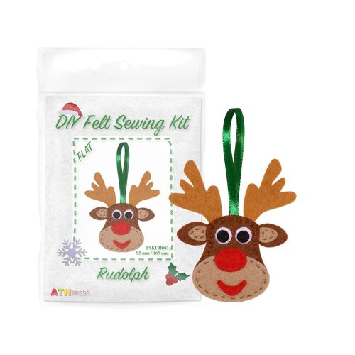 Christmas Tree Decoration DIY Felt Sewing Kit Christmas Rudolph - flat