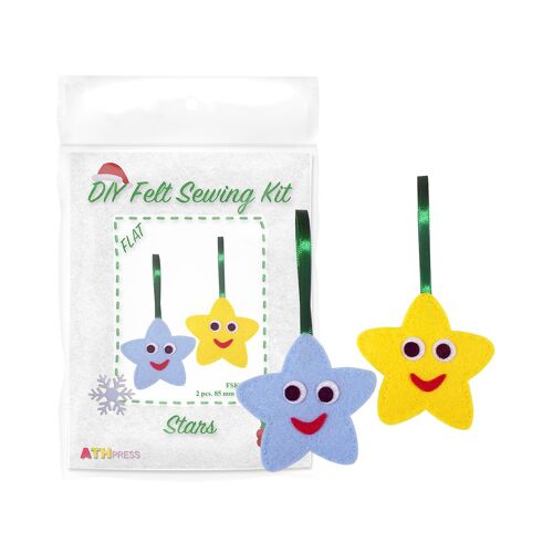 Christmas Tree Decoration DIY Felt Sewing Kit Christmas Stars - flat