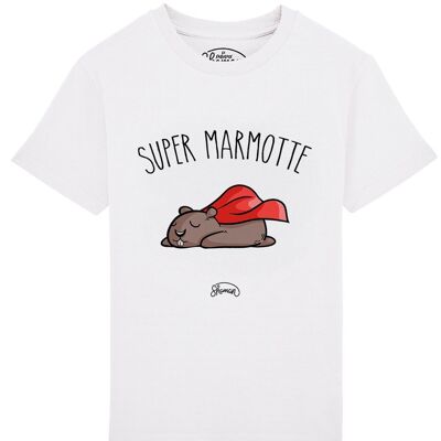 TSHIRT BLANC KID SUPER MARMOTTE