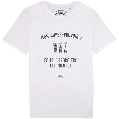 MEN'S WHITE TSHIRT MY SUPERPOWER? MAKE THE MOJITOS DISAPPEAR