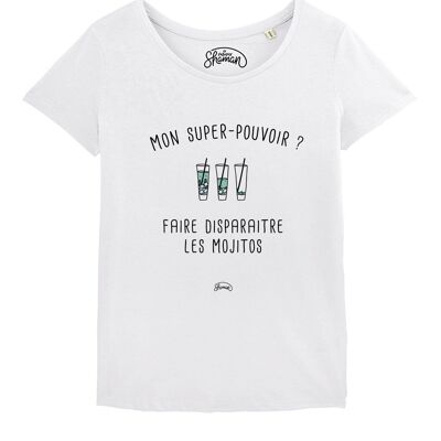 WOMEN'S WHITE TSHIRT MY SUPERPOWER? MAKE THE MOJITOS DISAPPEAR