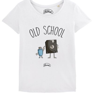 WEISSES DAMEN-T-Shirt „OLD SCHOOL“.