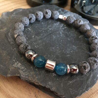 Bracelet Homme en pierre de lave et en Agate