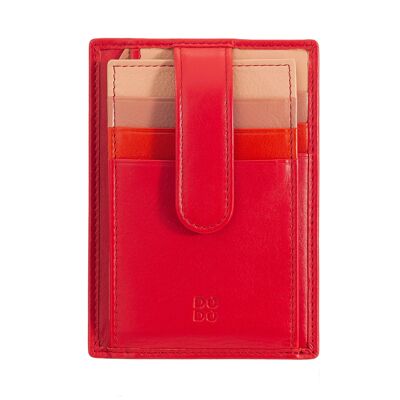 DUDU Unisex leather credit card holder slim red flame