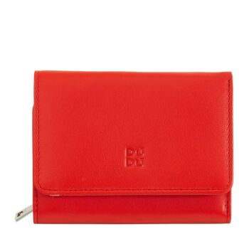DUDU Petit portefeuille femme en cuir porte-monnaie rouge flamme 1