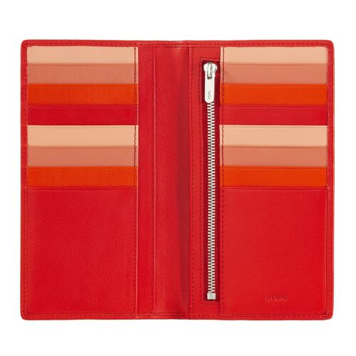 DUDU Women's long leather slim wallet red flame