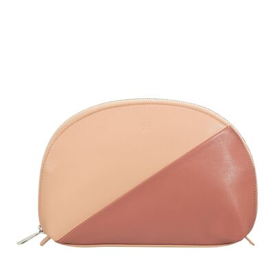 DUDU Women's leather makeup bag travel pouch blush rose