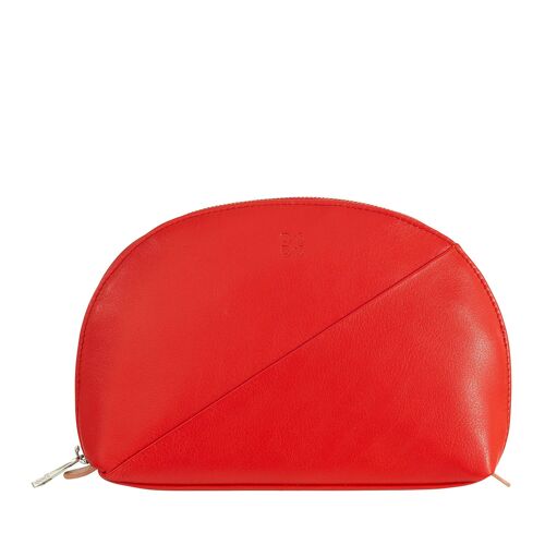 DUDU Women's leather makeup bag travel pouch red flame