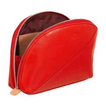 DUDU Trousse de maquillage en cuir pour femme pochette de voyage rouge flamme 3