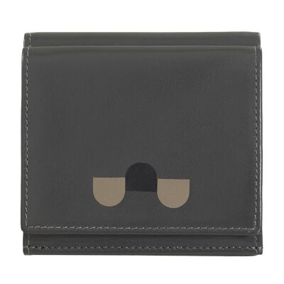 DUDU Small leather wallet with coin purse anthracite mosaic