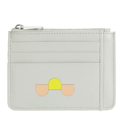 DUDU Small leather credit card holder zipper pearl mosaic