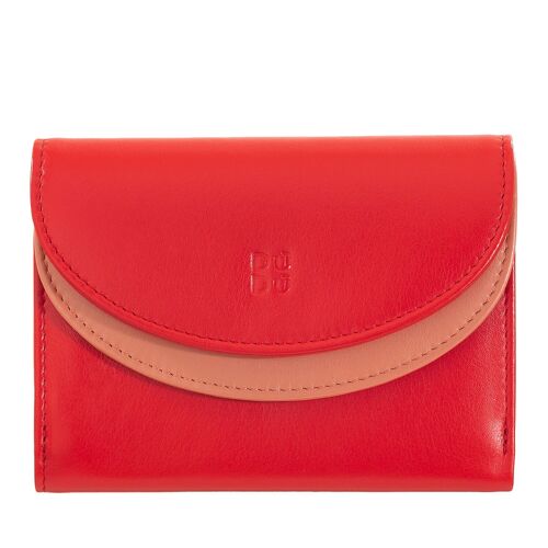 DUDU Women's leather wallet double flap red flame