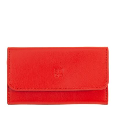 DUDU Leather key pouch with snaps red flame