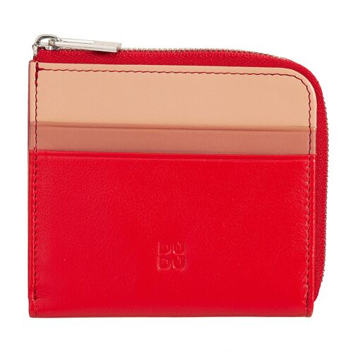DUDU Men's leather wallet with zipper red flame
