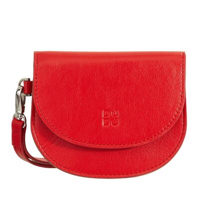 DUDU Kleine Damen-Armband-Geldbörse aus Leder mit roter Flamme