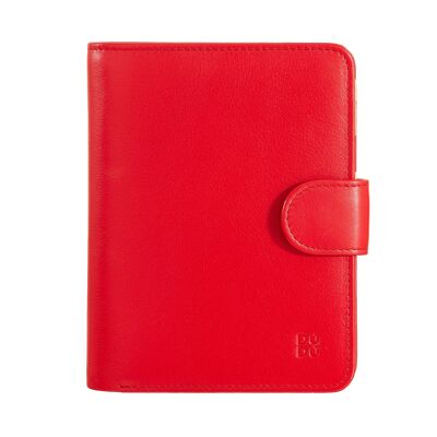 DUDU Women's leather wallet snap closure red flame