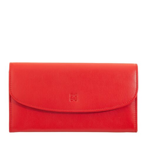 DUDU Women's leather wallet continental purse red flame