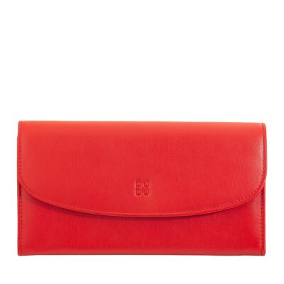 DUDU Cartera mujer de piel monedero continental rojo llama