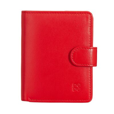 DUDU Small women's leather wallet button closure red flame